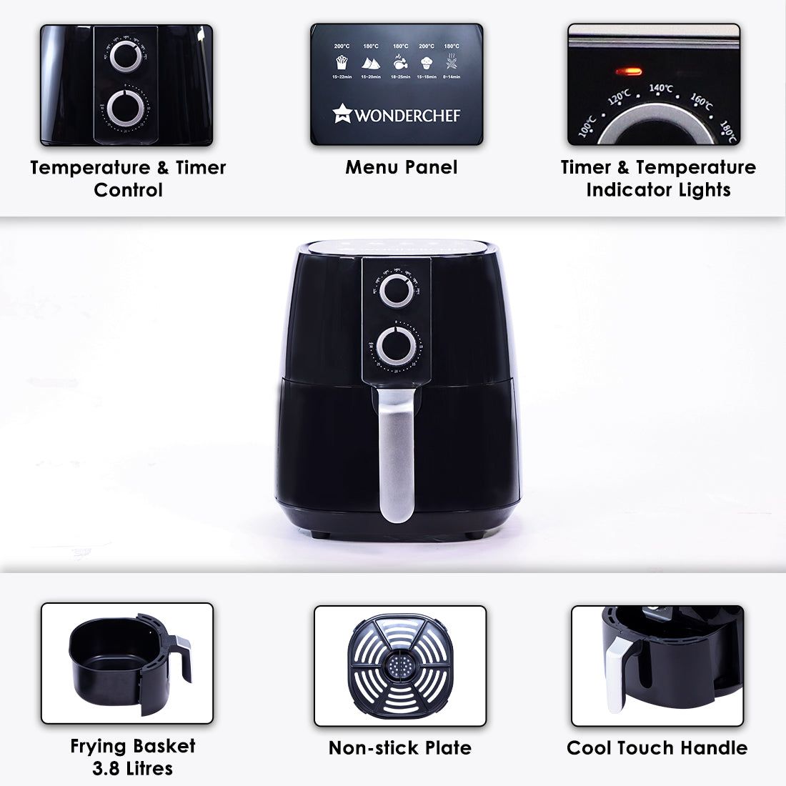 Prato Digital Air Fryer for Home and Kitchen with 5 Pre-set Menu